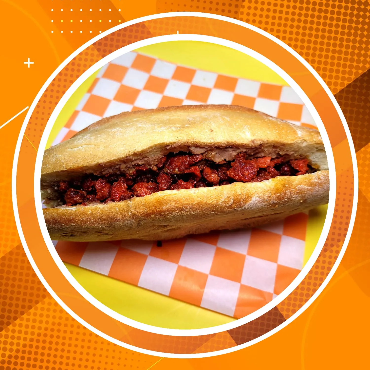 Lonche de frijoles con chorizo 