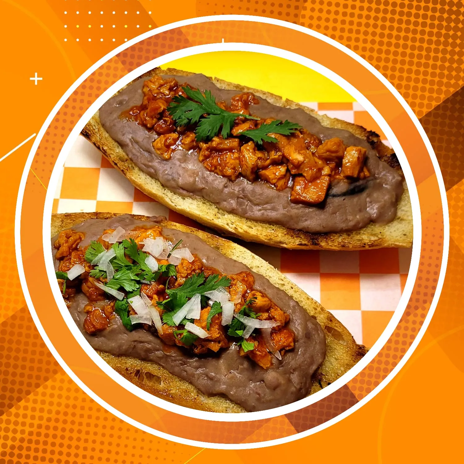 Molletes con chicharrón 